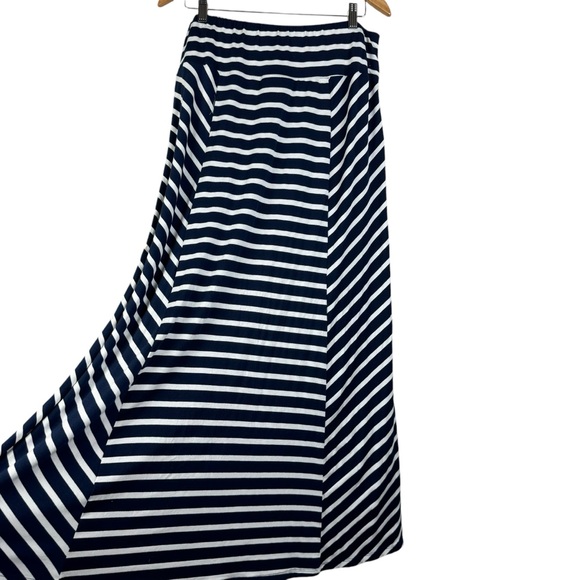 Style & Co Maxi Skirt Navy White Stripes Size Large - Picture 3 of 8